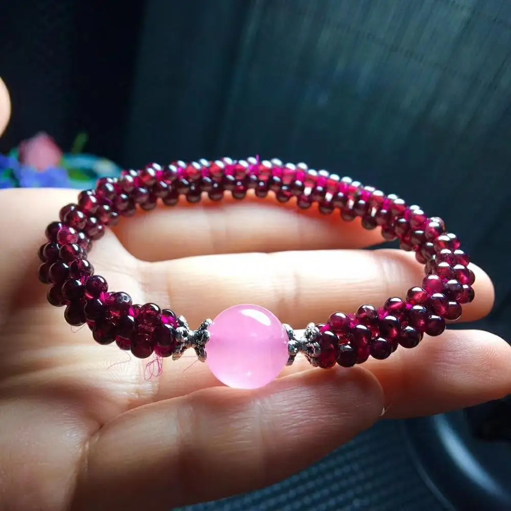 Natural Wine Red Garnet Quartz Round Beads 10mm Clear Rose Amethyst Beaded Bracelet Women Fashion Stone AAAAA | Украшения и
