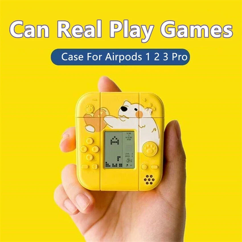 

3D Gameboy Game Console Wireless Charging Headphone Case Soft Silicone Protective Headset Shell for Airpods 1 2 Pro 3
