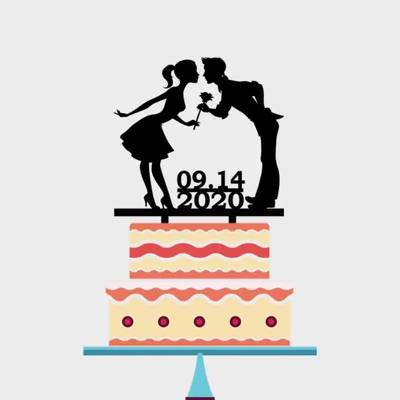 Персонализированный Топпер для свадебного торта персонализированный с силуэтом