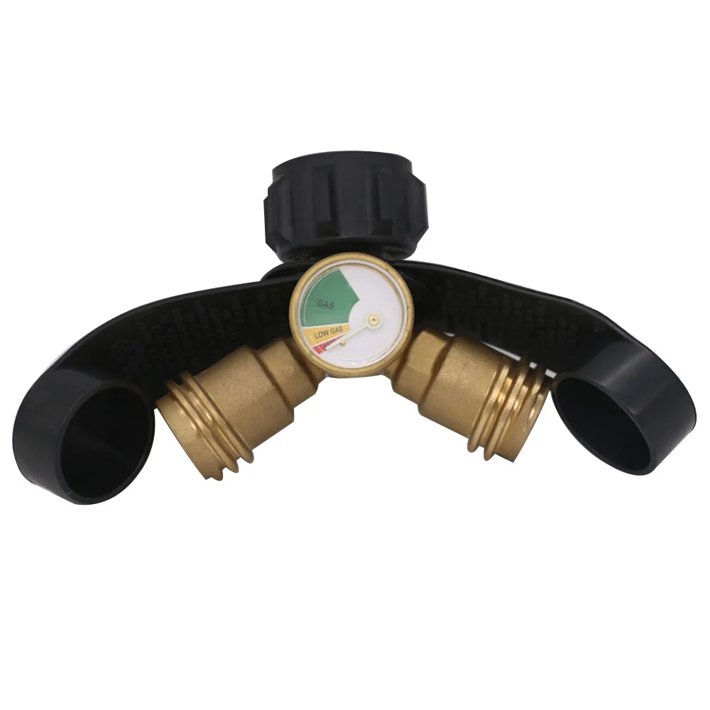 Пропан y разветвитель Кемпинг адаптер газовой плиты с манометром 2 Way сжиженного