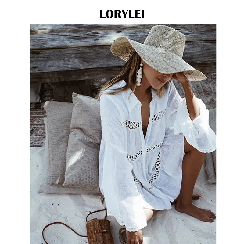 Сексуальное открытое мини платье с отложным воротником и пуговицами спереди