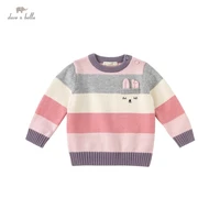 db18892 dave bella autumn cute baby girls christmas cartoon striped knitted sweater kids girl fashion toddler boutique tops