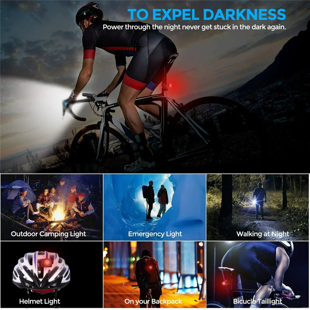 

Bike Bicycle Light Usb Led Rechargeable Set Mountain Cycle Front Back Headlight Lamp Flashlight Bicycle Accessories