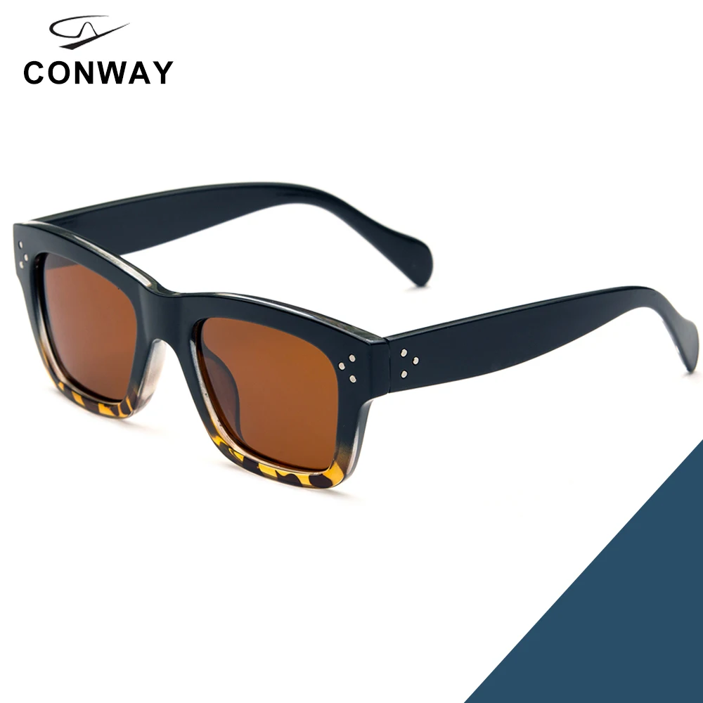 Большие поляризованные солнцезащитные очки CONWAY с УФ-блоком, большие квадратные солнцезащитные очки для женщин, большие солнцезащитные очки с широкой оправой - Цвет линз: Gradient Demi