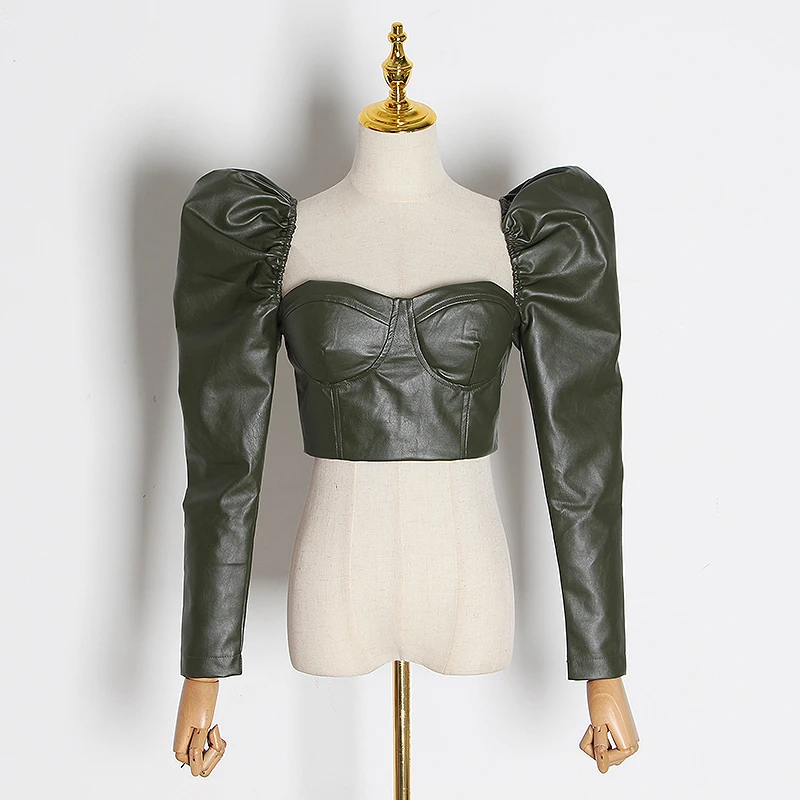 Винтажная короткая женская блузка с открытой спиной квадратный воротник пышная