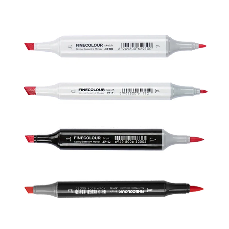 FINECOLOUR EF100/101/102/103 Dual Heads Art Oily Alcoholic Marker Pen Universal 80/120/168/360 Colors Recommended by Art Academy