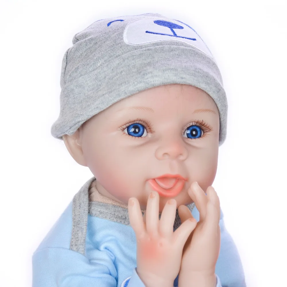Мягкая силиконовая Кукла reborn 55 см, голубые глаза, Реалистичная игрушка для детей, куклы для мальчиков, игрушки для детей, лучший рождественский подарок, мягкая кукла
