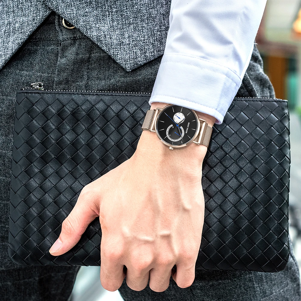 Мужские кварцевые часы Reef Tiger Роскошные наручные мужские ультратонкие