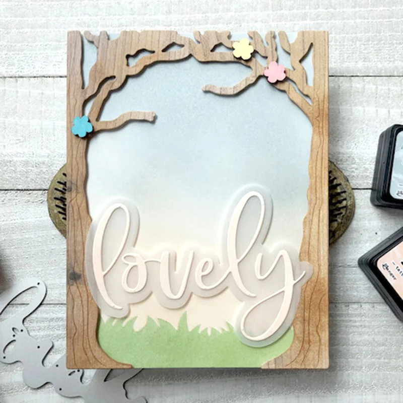 Рамка с лесным деревом металлические Вырубные штампы для сделай сам Скрапбукинг