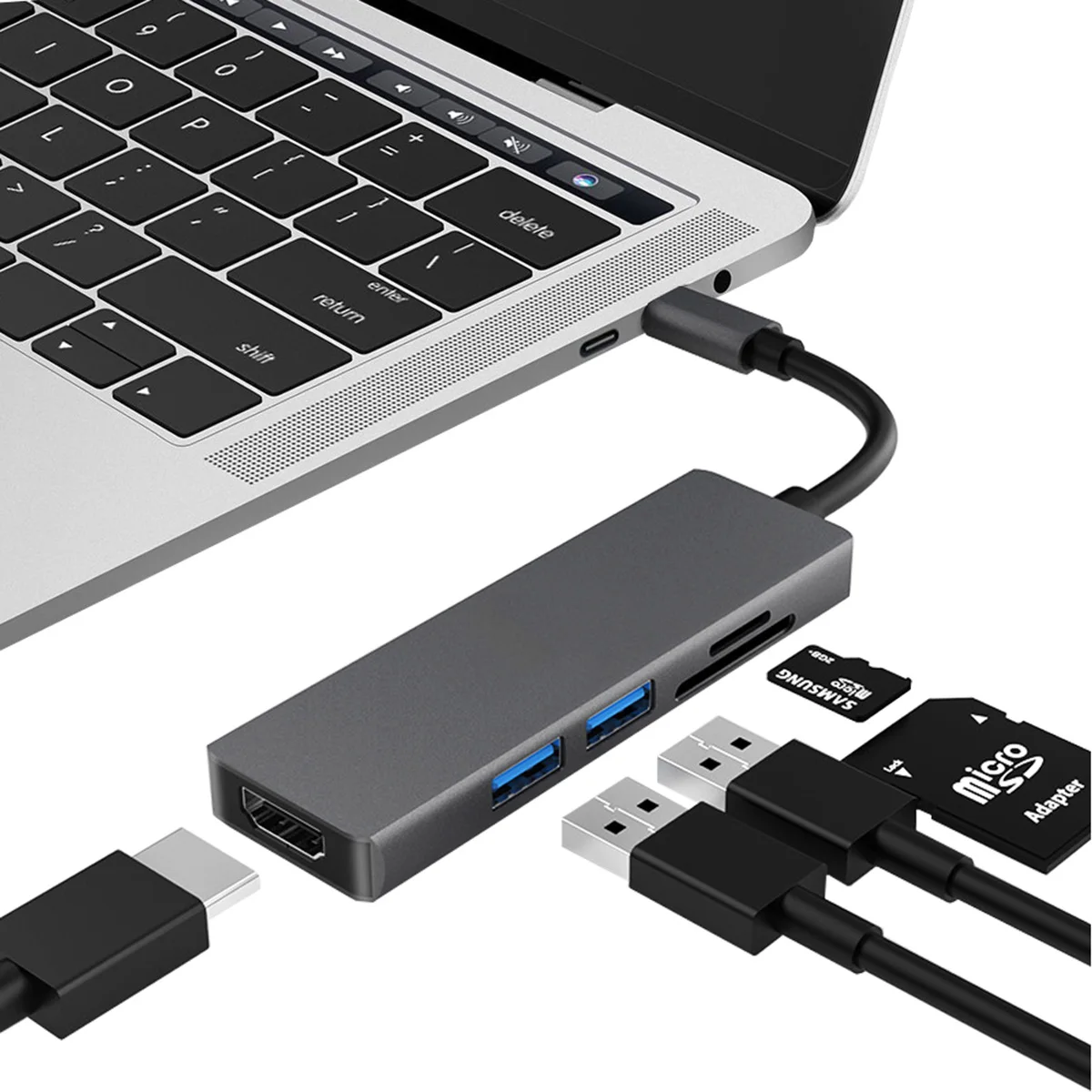 5 в 1 Type C концентратор USB HD 2 3 0 5Gbs SD TF слот для карт 4K 1080P видео выход адаптер Macbook Pro Air