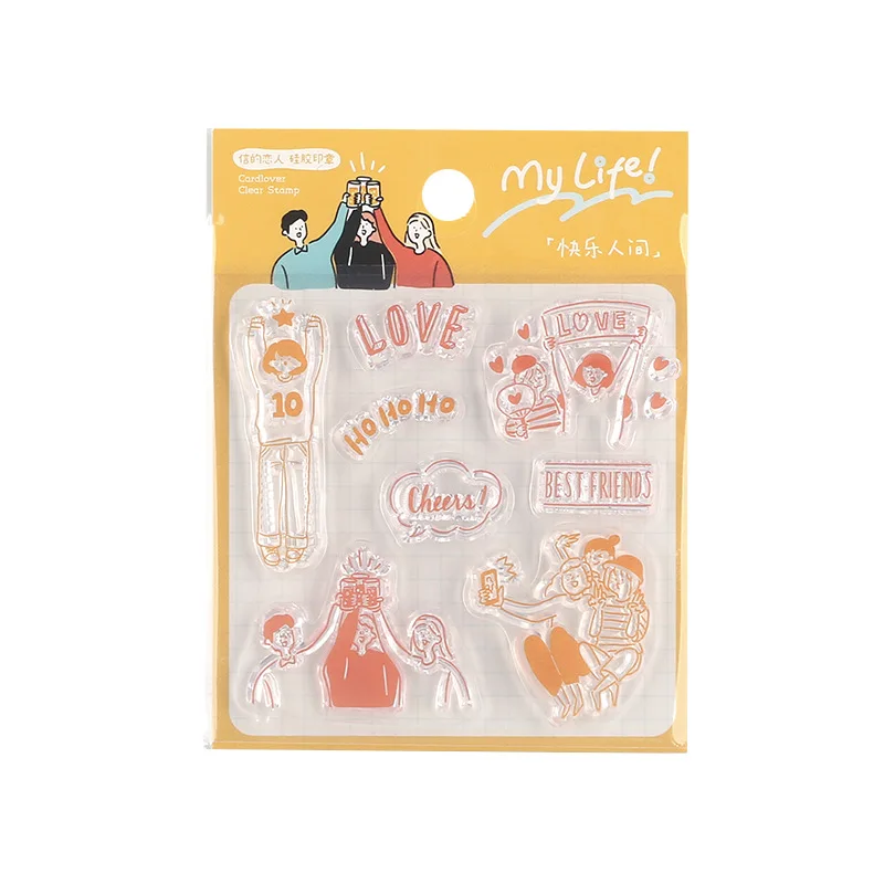 

Retro Stamp Transparent Silicone Seal Creative DIY graffiti printing hand account Stamps Office Supplies DIY Student Stationery