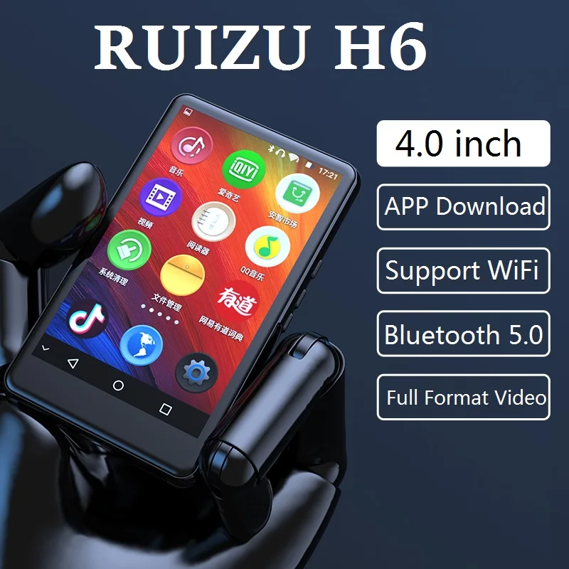 RUIZU H6 Android WiFi MP4 плеер Bluetooth 5 0 сенсорный экран 4 дюйма 8 ГБ/16 Гб музыкальный видео с