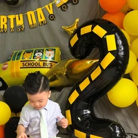 baby boy birthday number balloon 40in construction party digital balloons black 1 2 3 4 5 6 7 8 9 0 vehicle party helium balloo