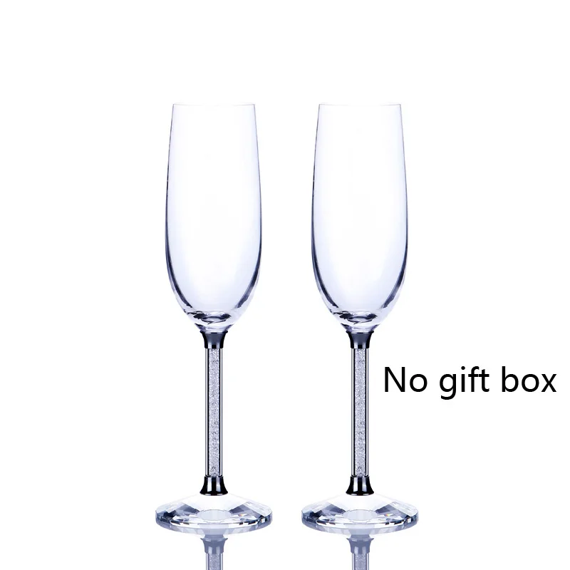No gift box 2 шт Свадебные бокалы es персонализированные флейты для шампанского Хрустальные Вечерние бокалы в подарок для тостов хрустальные бокалы с гравировкой на годовщину H1043 - Цвет: No gift box
