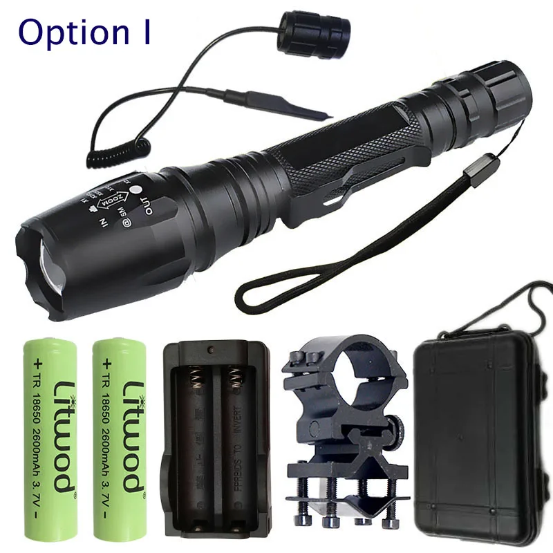 Светодиодный фонарь для охоты Litwodz65 10000 люмен CREE XM-L2 Zoom для аккумуляторов 2x18650, водонепроницаемый фонарь, время работы более 10 часов - Испускаемый цвет: Option I