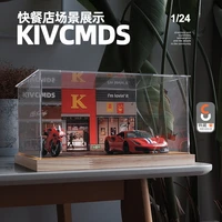 diorama 124 car model parking lot acrylic motorcycle models garage display box ornaments kids adult toys collection