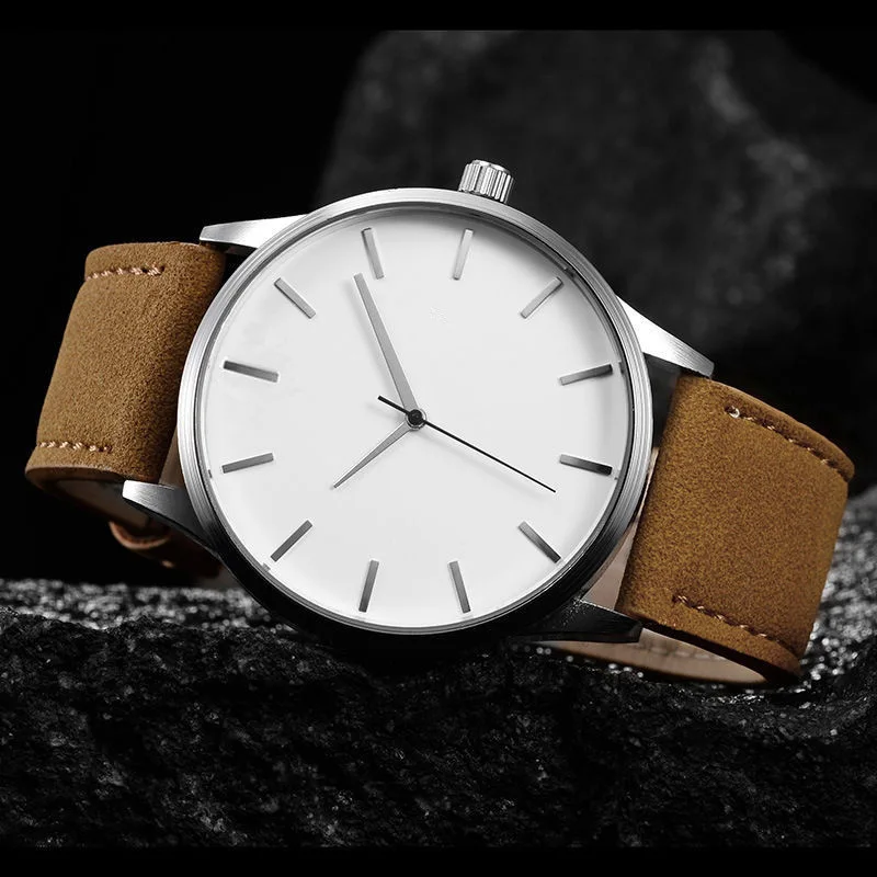Часы reloj hombre 2020 модные мужские часы спортивные с кожаным ремешком кварцевые без