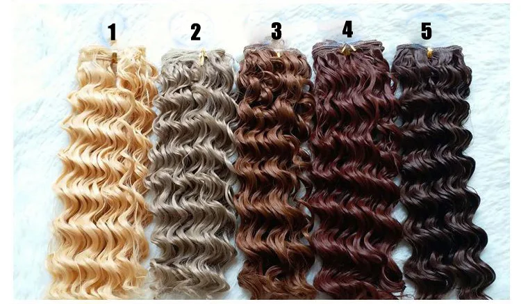 curly doll wig 25cm Мода 25*100 см DIY мини-парик для куклы, высокотемпературный материал, прямые волосы, парик для BJD, аксессуары для куклы с высокой температурой - Цвет: curly doll wig 25cm