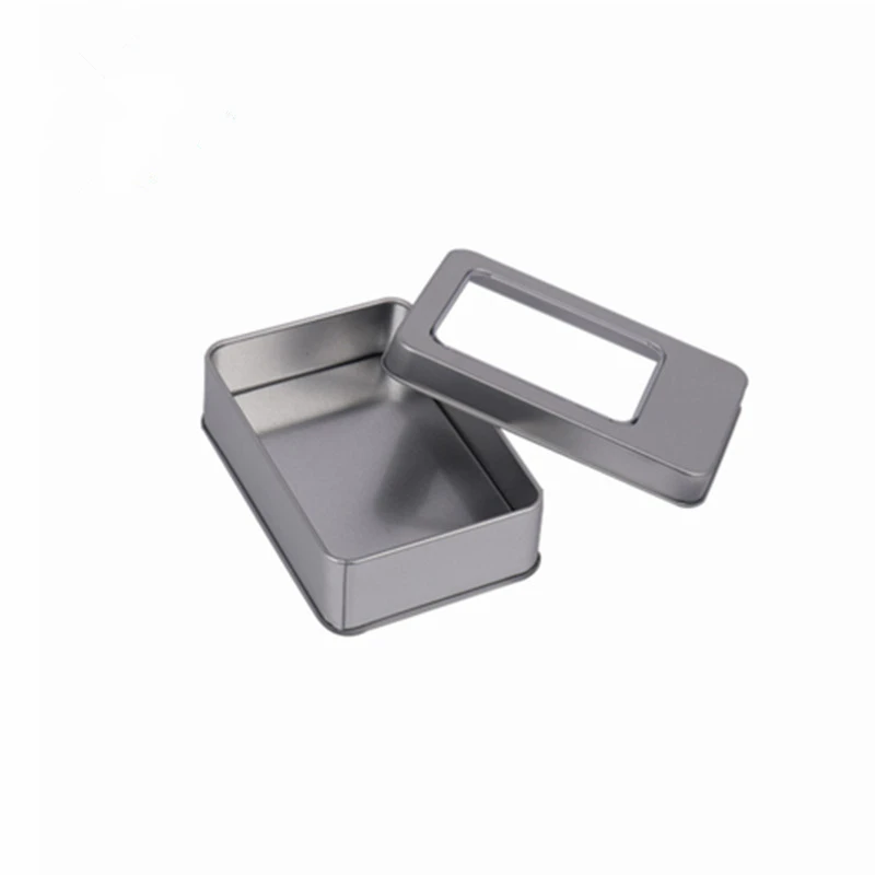 Качественная простая жестяная коробка для хранения полупрозрачная оконная