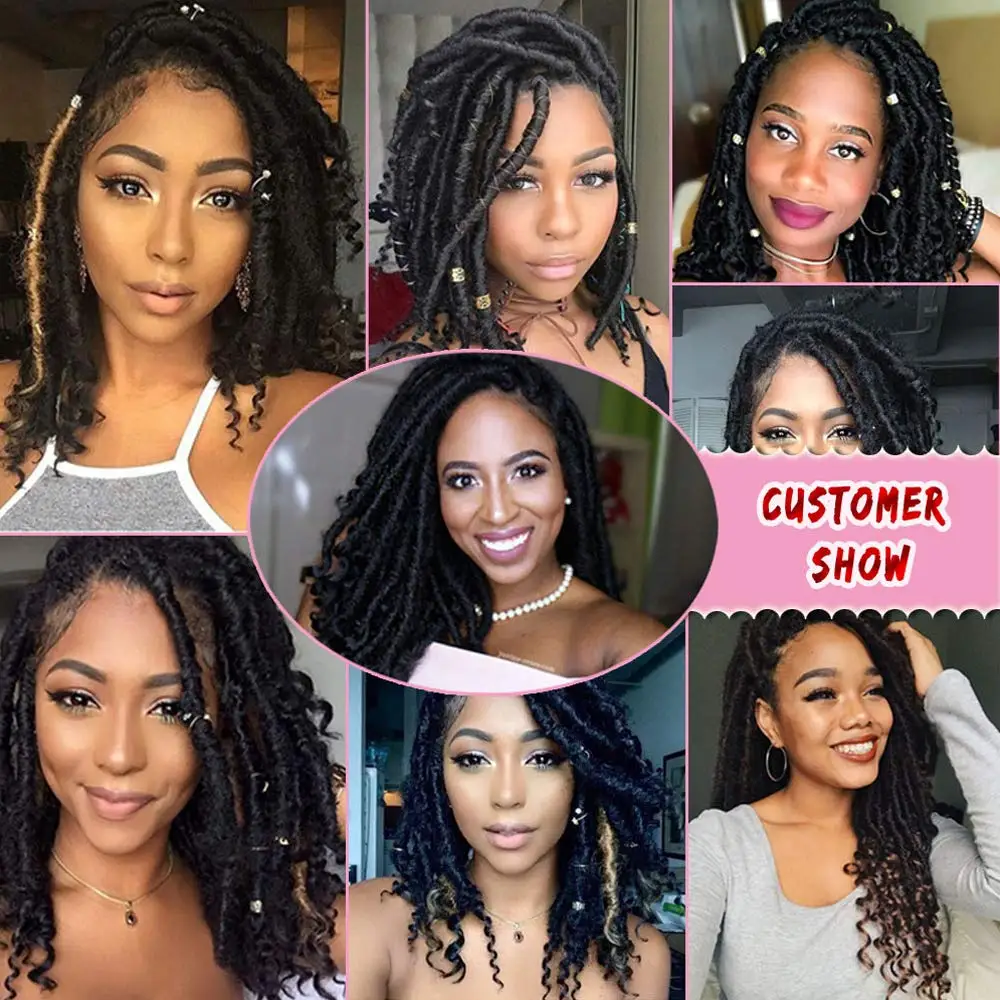 

Dansama Goddess Locs Crochet Dreadlocs Hair 18 Inch Straight Faux Locs with Curly Ends Synthetic Crochet Hair Braids for Women