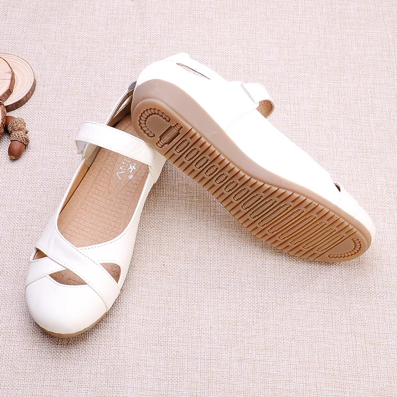 Сандалии женские с открытым носком дышащие босоножки на плоской подошве большие