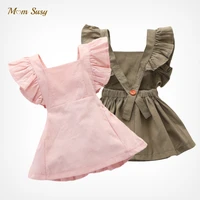 newborn baby girl princess strap dress ruffle infant toddler baby backless cotton dress solid color girl suspenders dress 0 4y