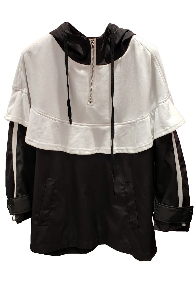 

2021 Spring New Women's Sweatershirts Loose Drawstring Hooded New Style Pullover Coat for Women Patchwork Hoodie