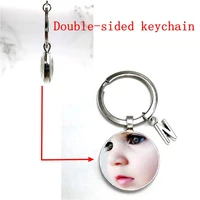 26 letters double sided pendant photo photo baby child father family portrait keychain mom brother grandparents private custom