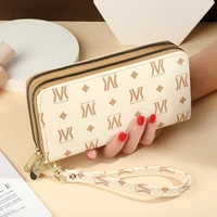 long womens wallet female purses wristlet coin purse card holder wallets female two zipper clutch money bag pu leather wallet
