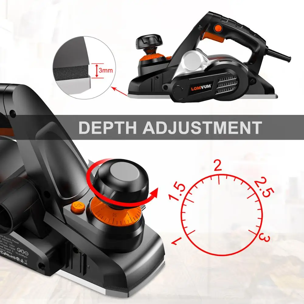 Электрический строгальный станок LOMVUM мощный многофункциональный рубанок по