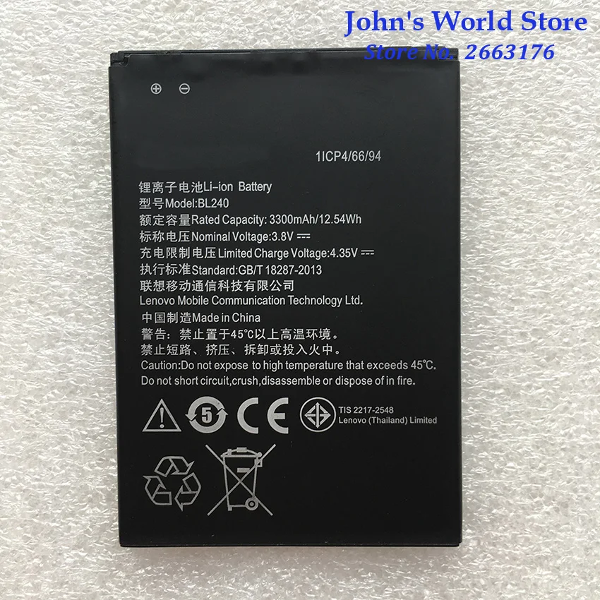 

For Lenovo 3300Mah BL240 Original Li-ion Battery Replacement for Lenovo A936 Note 8 Note8 Smart Mobile Phone