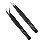 Черные изогнутые прямые пинцеты для бровей из нержавеющей стали, стразы, брикет драгоценных камней, инструмент для дизайна ногтей