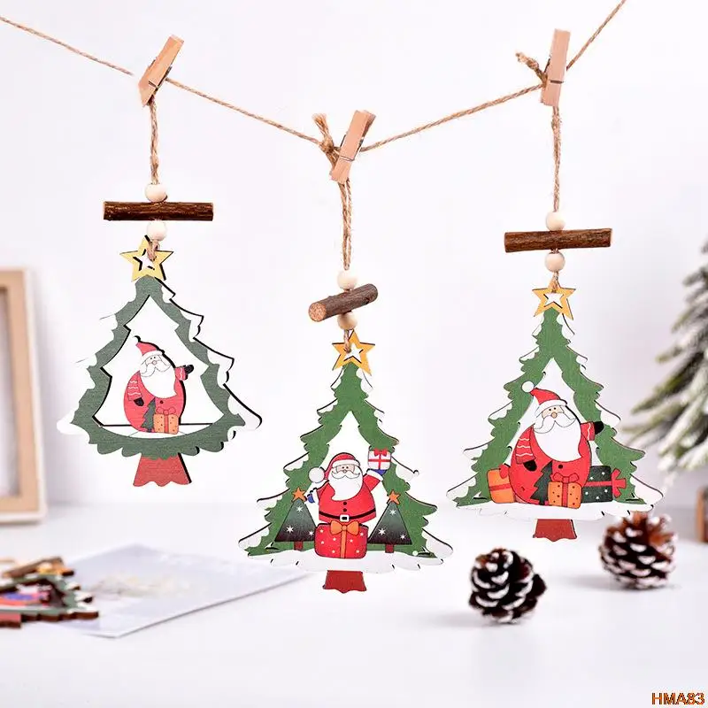 

Christmas Tree Pendant Painted wooden pendant New Year Xmas Navidad Noel