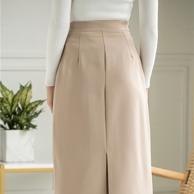 Новая Осенняя Женская юбка миди прямые элегантные офисные женские модные юбки с
