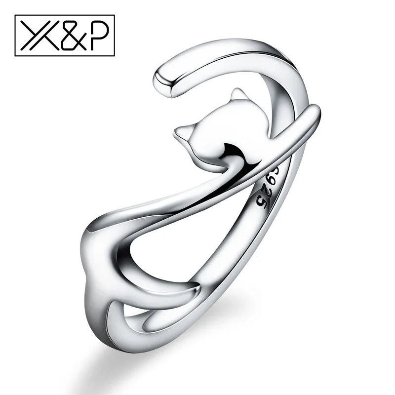 X& P простые модные регулируемые серебряные кольца с длинным хвостом в виде кота, милые кольца в виде животных для женщин, свадебные вечерние кольца для помолвки, ювелирные изделия для женщин