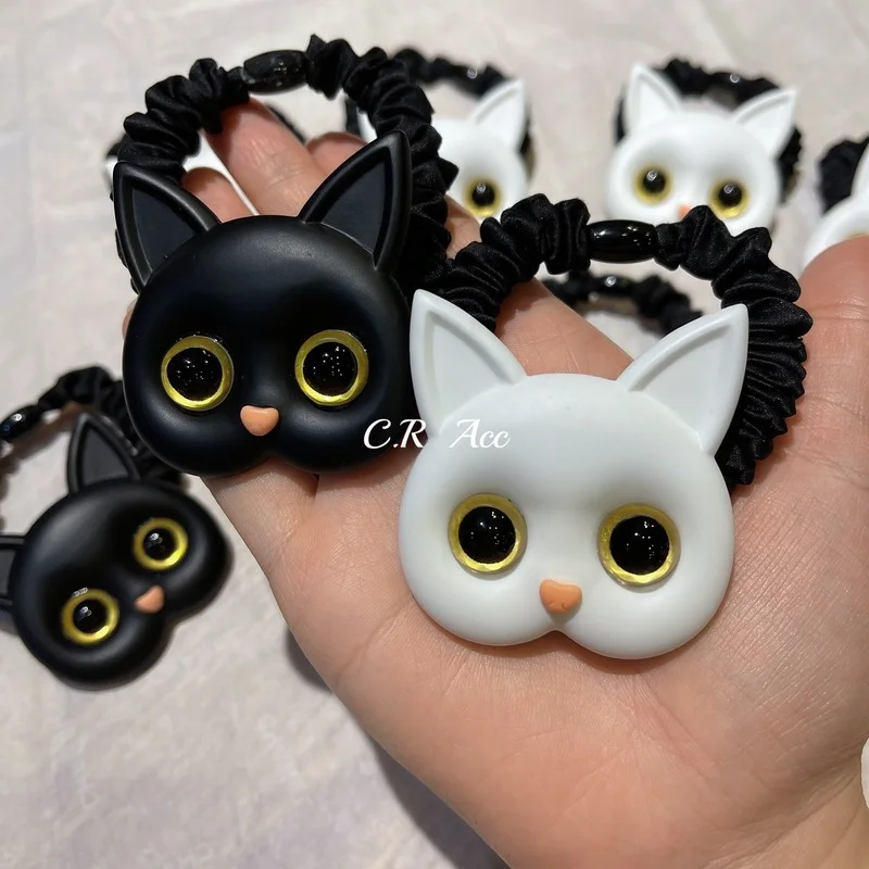 

2021 new kawaii cat hair ring fashion girl ball head rope children's baby rubber band headdress braided hair tool
