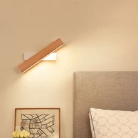 led wall lamp wood rotating reading acrylic wall light modern minimalist creative bedroom bedside aisle lighting fixtures