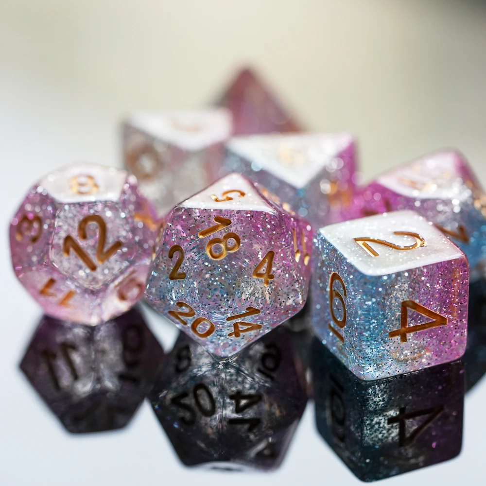 7 шт./компл. фотоблестящие трехслойные игральные кости D &amp D4 D6 D8 D10 % D12 D20 набор