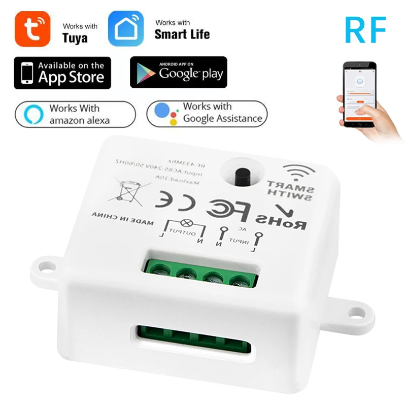 Mini Tuya WIFI Smart Switch Life Push Button Light RF 433Mhz Wall Panel DIY Relay Module Timer Google Home Alexa | Обустройство дома