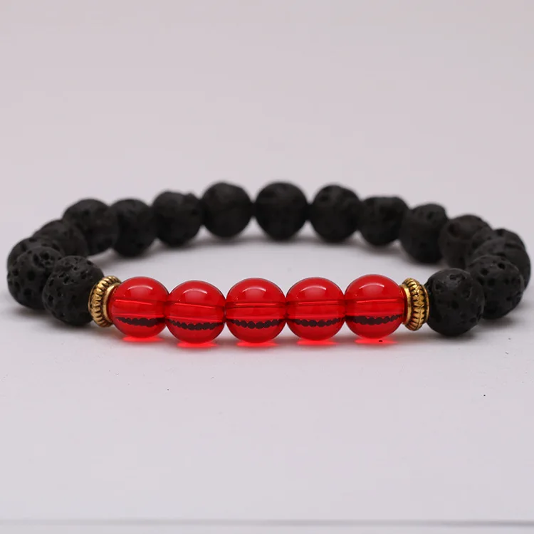 

Hot selling tiger eye stone 8mm volcanic stone bracelet volcanic stone seven chakras Beaded Bracelet