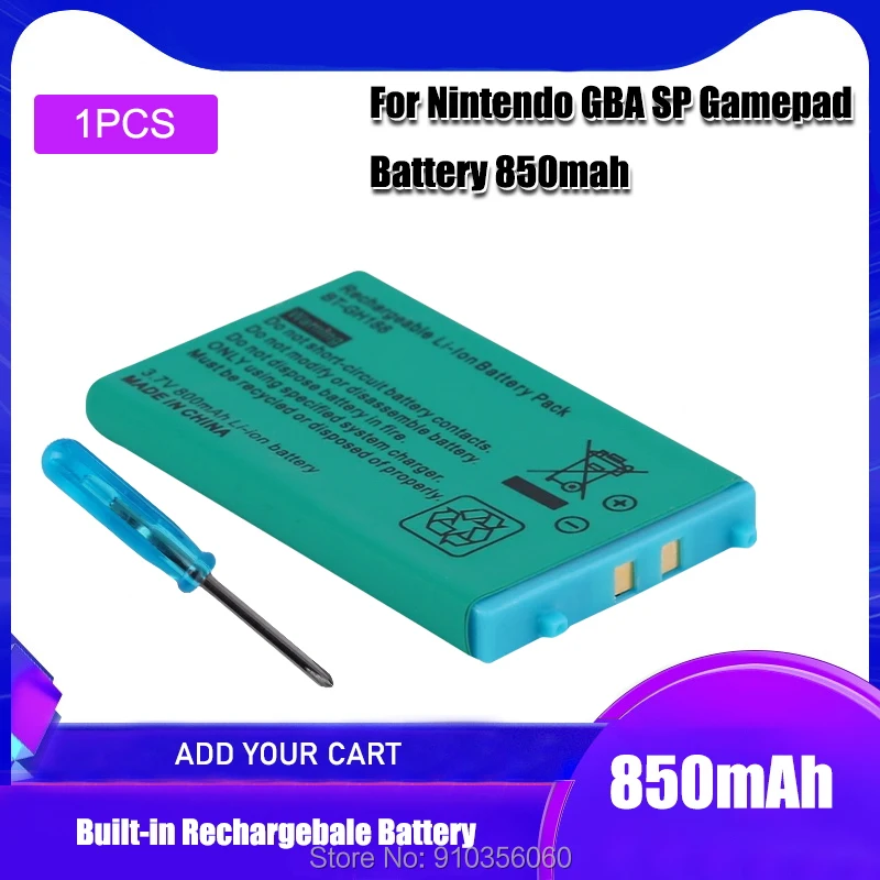 1 шт. 3 7 V 850 мА/ч Для Nintendo GBA SP Перезаряжаемые литий ионная батарея Батарея упаковке