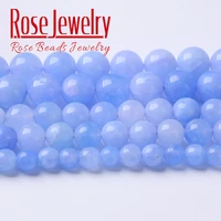 blue angelite stone beads natural round loose spacer beads for jewelry making diy charm bracelet accessories 6 8 10mm 15 strand