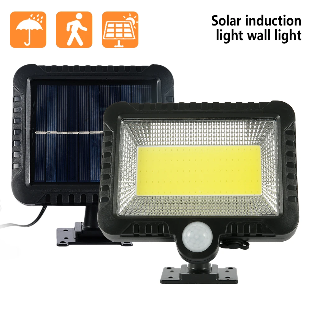 100 LED Солнечный индукционный светильник Настенный наружный садовый украшение PIR