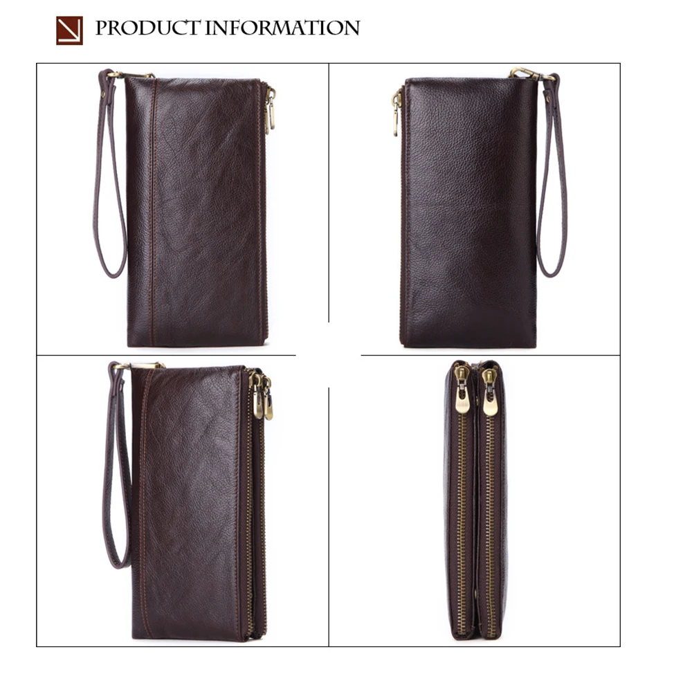 

Men's Wallet Genuine Leather Bag Coin Purse Card Holder Wallet Men Slim Mini Purses 15 Slots Design Vintage Badge Holder Hasp