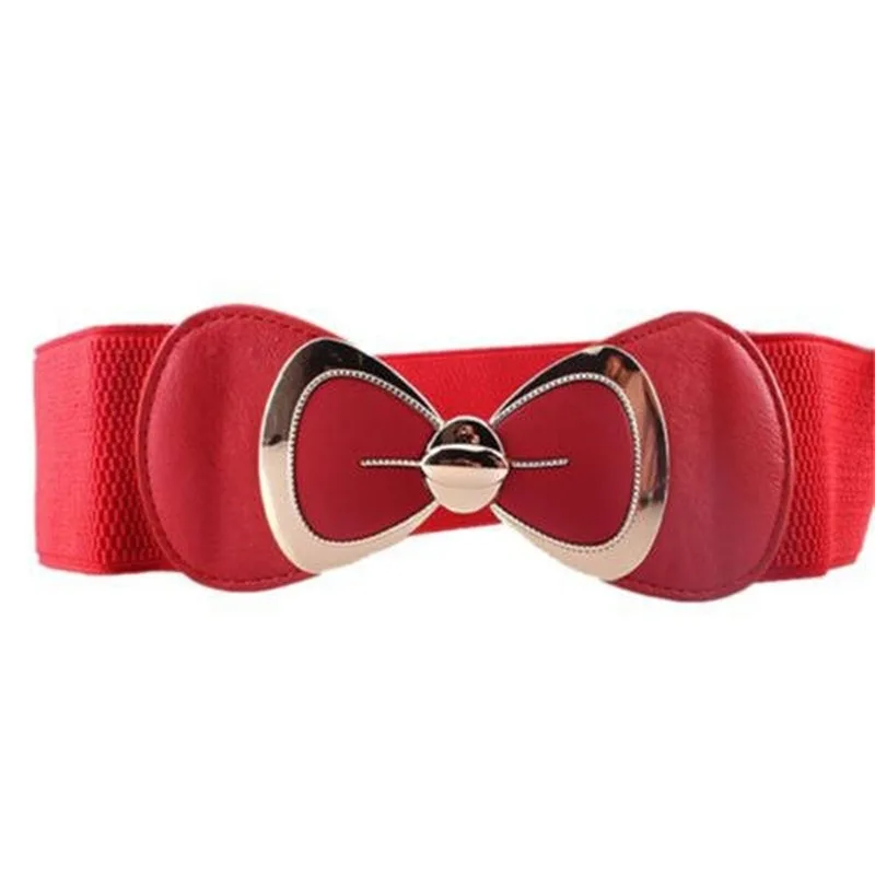 

Womens Bow Casual Dress Waist Belt Stretch Buckle Cinch Corset Waistband Decors