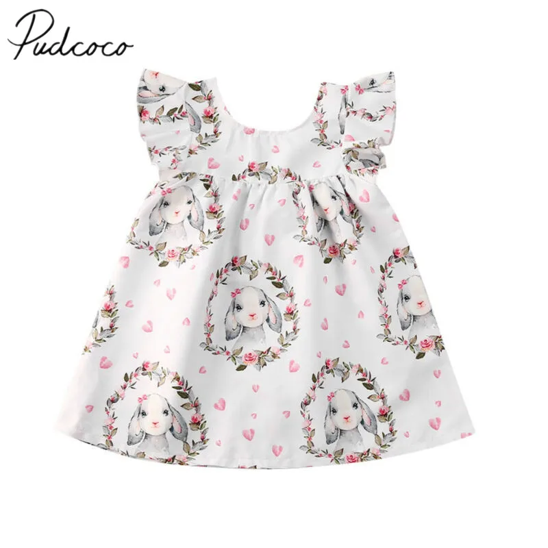 2020 Детская летняя одежда пасхальное платье без рукавов в виде кролика для