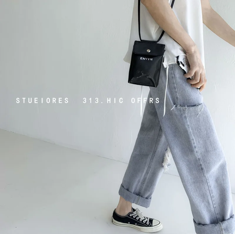 Новинка весна-лето 2020 популярные мужские свободные однотонные рваные джинсы