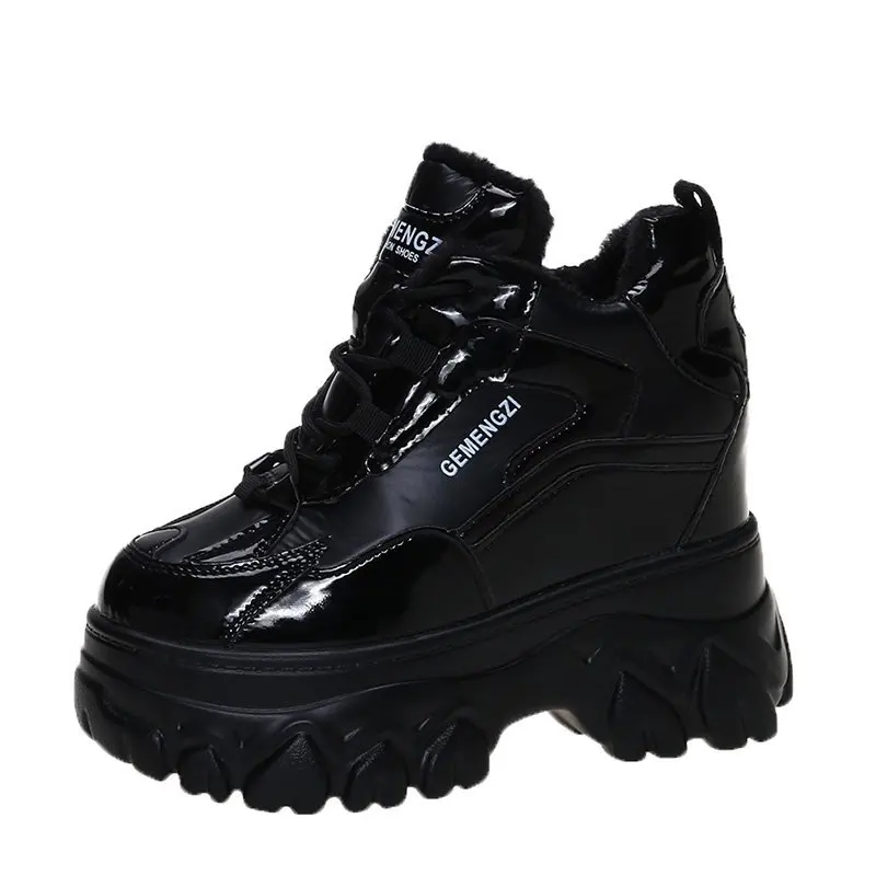 

Winter Lace Up Wedges Casual Shoes Women Silver Chunky Sneakers 11cm Platform Boots Tenis Walking Shoes Trainers Dad Shoes Woman
