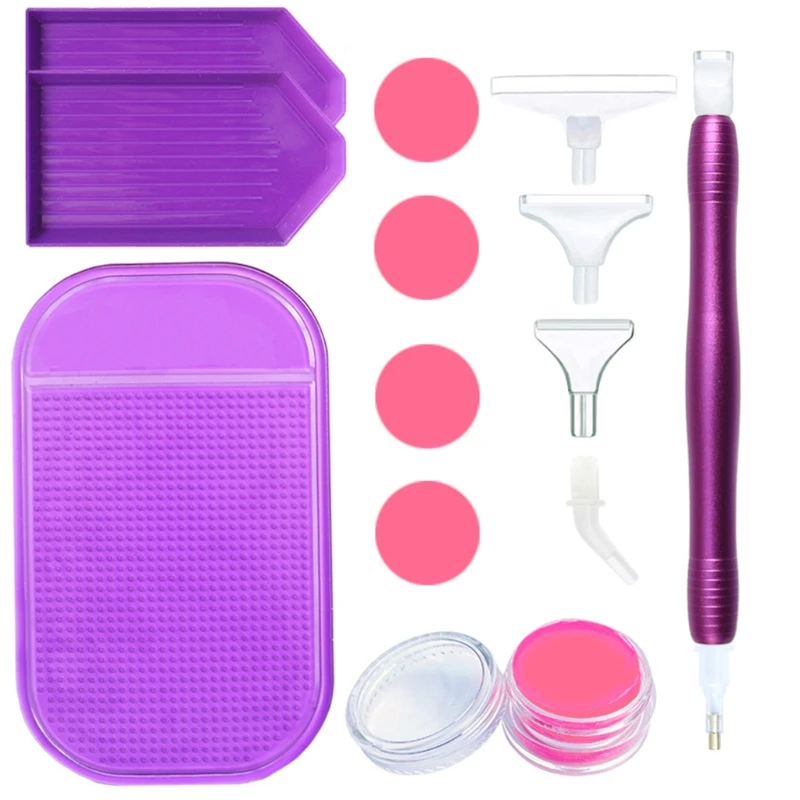 

Инструмент для алмазной живописи 5D с двойной головкой, бурильная ручка, пластиковый лоток, клей, поделки своими руками