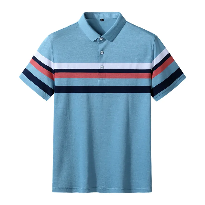 

Мужская футболка, модная мужская рубашка-поло, черная летняя тонкая рубашка с короткими рукавами, уличная одежда, полосатая мужская рубашка-поло, Корейская одежда